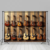 Lofaris Guitar Collection Wooden Wall Photography Backdrop